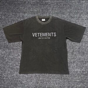Vetements Black Rhinestones Dark Grey T-Shirt